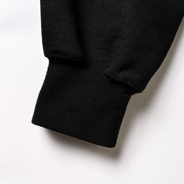 Jet black short-length BIG hoodie "Gary Noir"