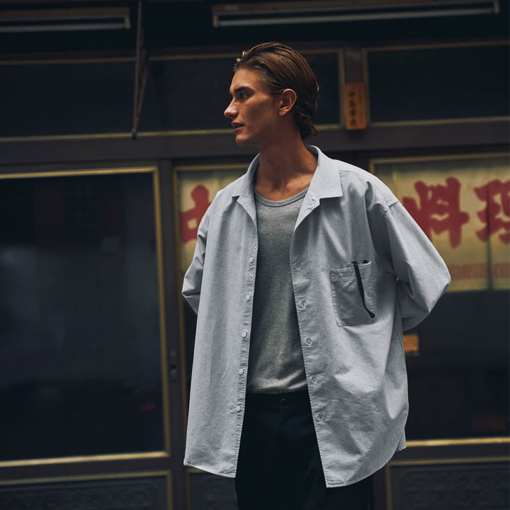 デュアルフェイスシャツ「BARON」グレー　着用モデル