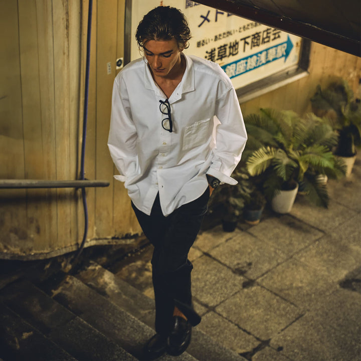 デュアルフェイスシャツ「BARON」 ホワイト　着用モデル