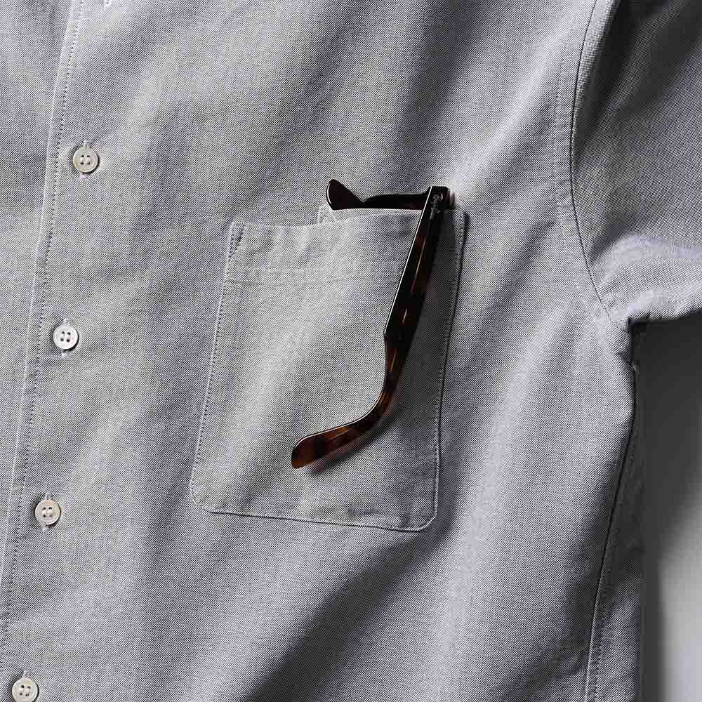 デュアルフェイスシャツ「BARON」グレー　胸ポケット　ディテール