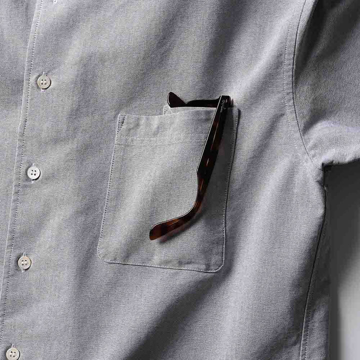 デュアルフェイスシャツ「BARON」グレー　胸ポケット　ディテール