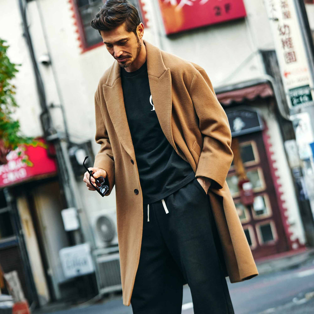 ロングコート　オーバーサイズダブルチェスターコート　shiki tokyo ロングチェスターコート「SHANKS TOKYO(シャンクス トーキョー