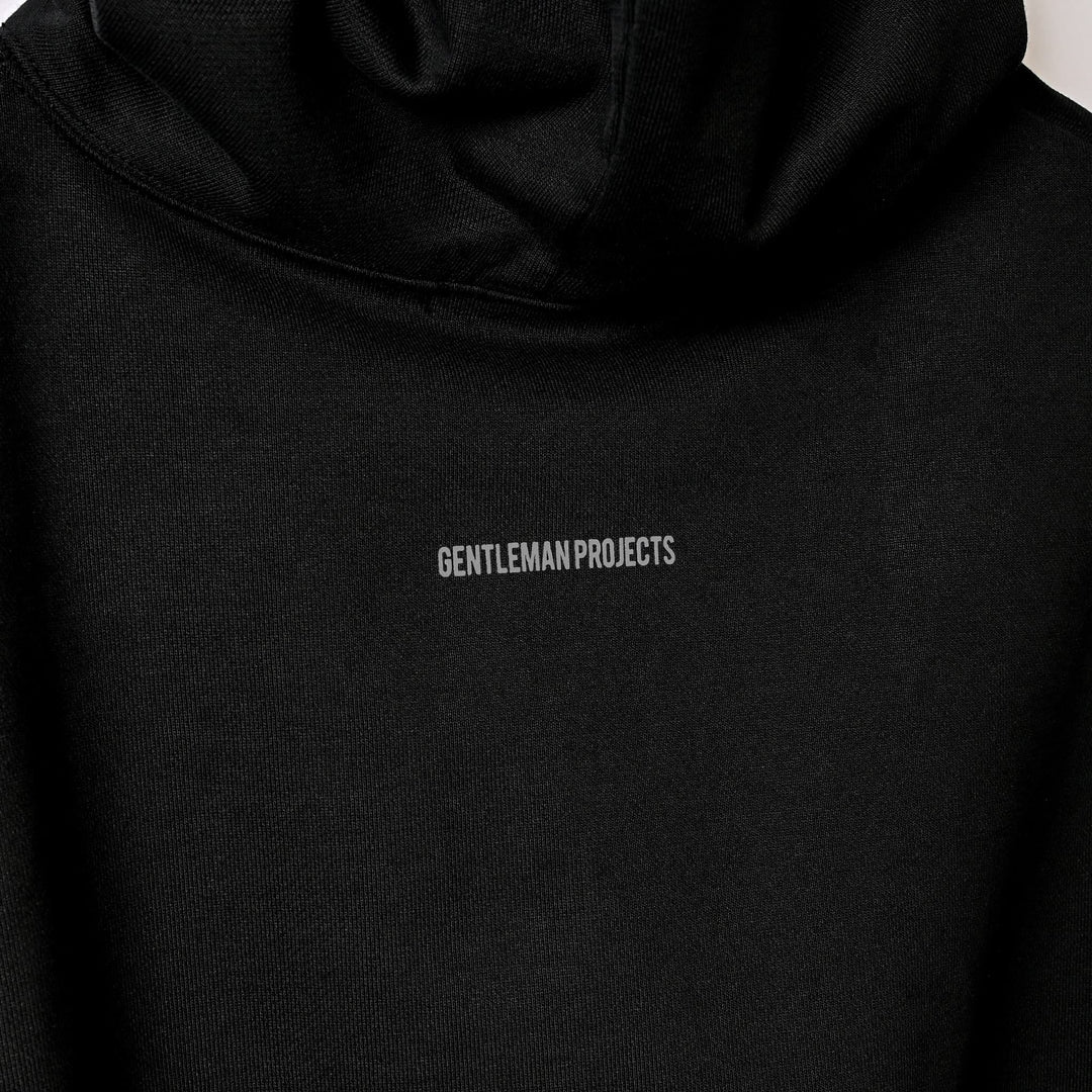 Jet black short-length BIG hoodie "Gary Noir"