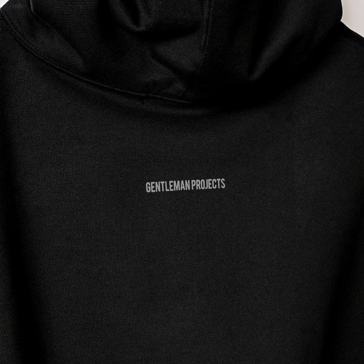 Jet black short-length BIG hoodie "Gary Noir"