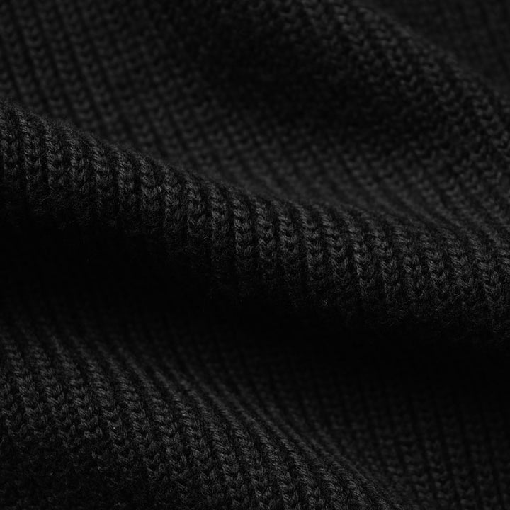 ショート丈ニットブルゾン「K-9(ケーナイン)」ブラック　生地寄り　ディテール