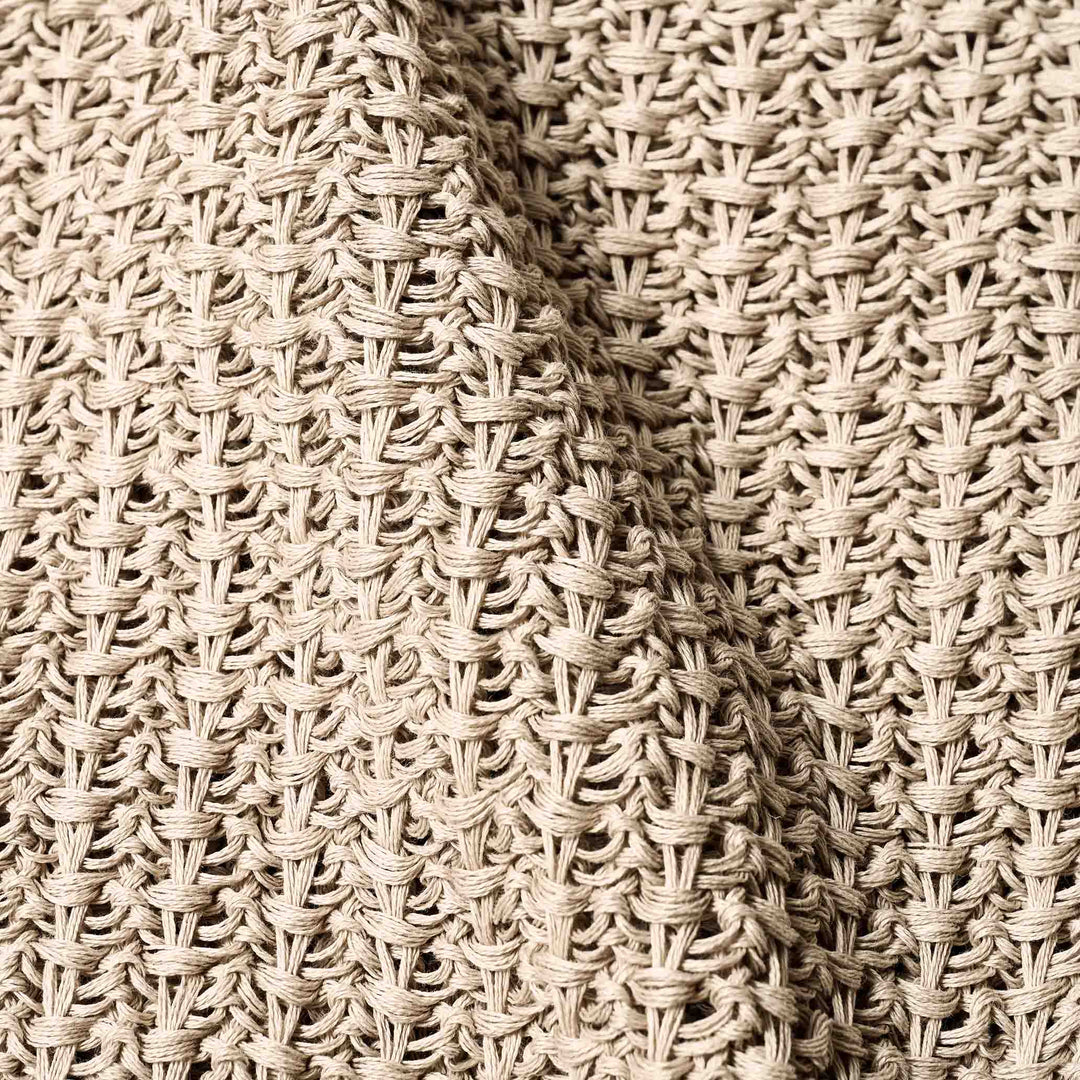 ザク編みカーディガン「ZEN(ゼン)」ベージュ　生地寄り　ディテール