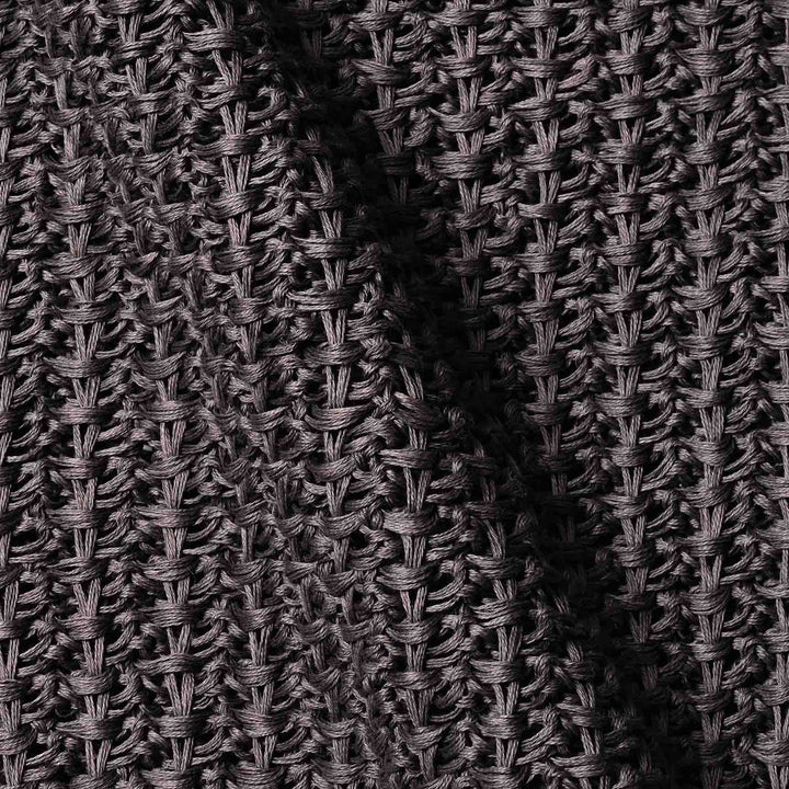 ザク編みニットポロシャツ「SUKHNA(スクナ)」グレー　生地寄り　ディテール