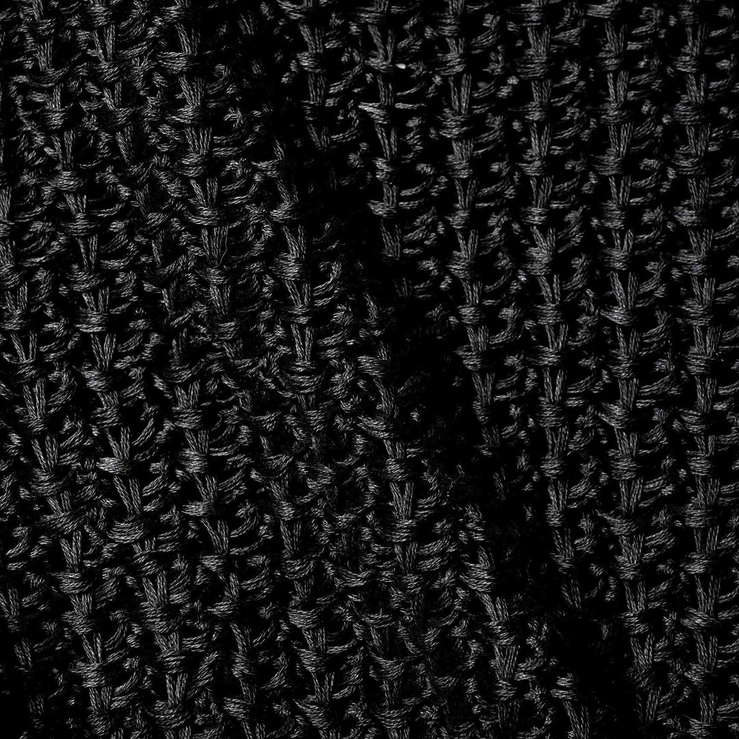 ザク編みカーディガン「ZEN(ゼン)」ブラック　生地寄り　ディテール