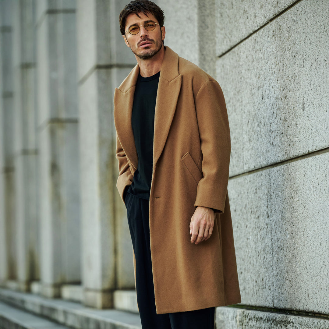 クルニ 22AW Chester Long Coat CULLNI クルニ Lamb Wool Melton Chester Long Coat BLACK 22-AW-026