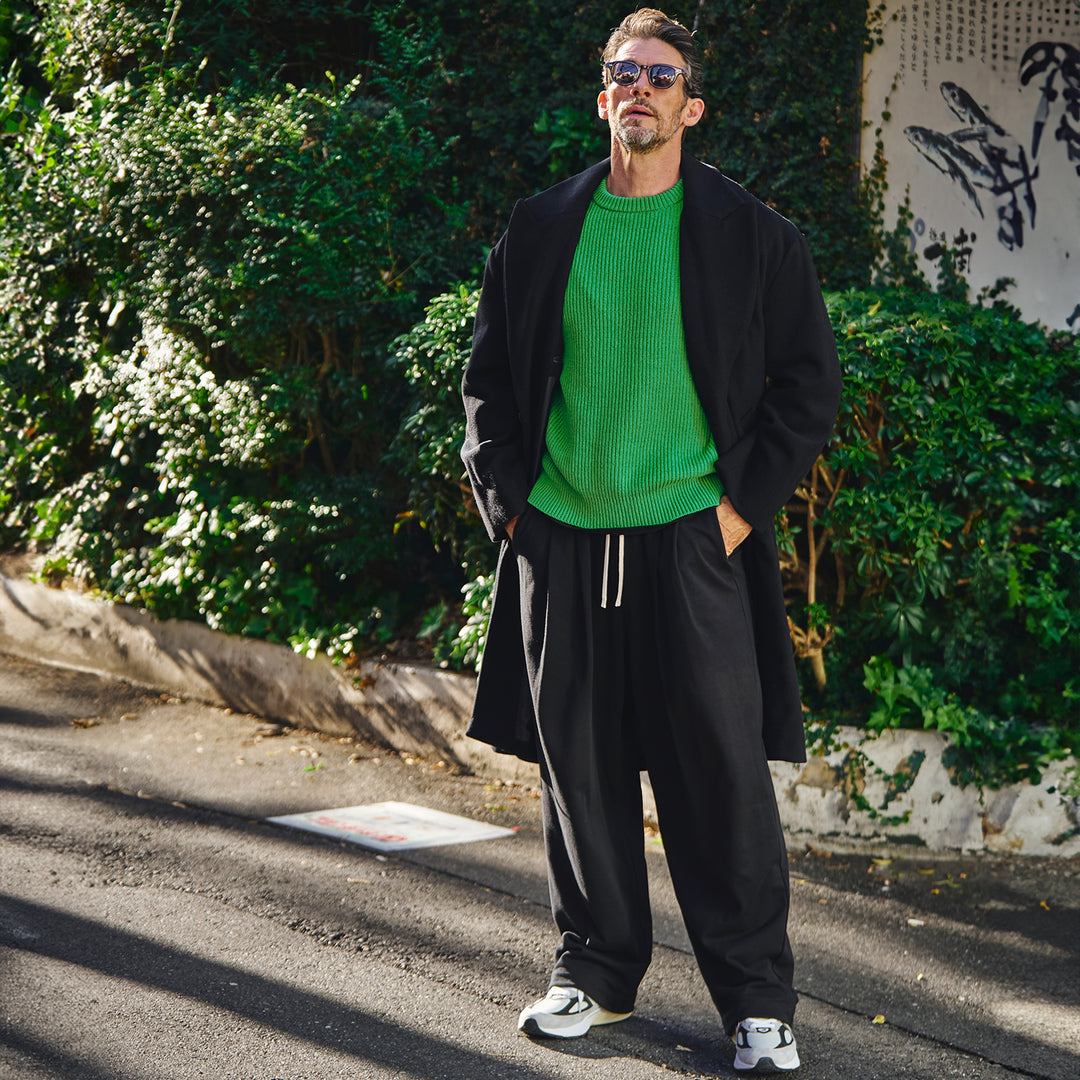 Mini fleece 2-pleat sweatpants "OWEN"