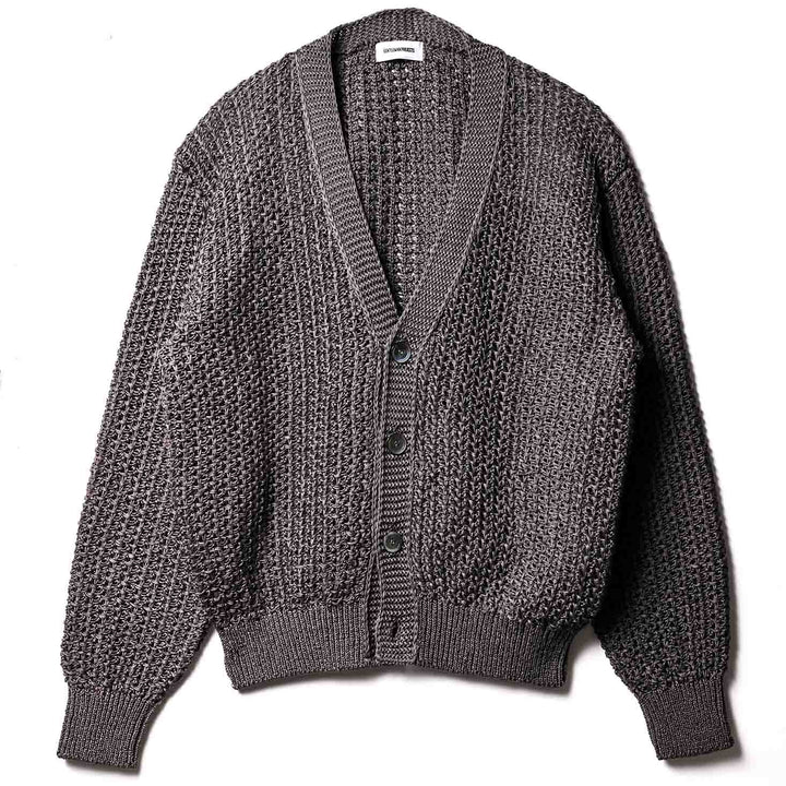 ザク編みカーディガン「ZEN(ゼン)」グレー　フロント　物カット