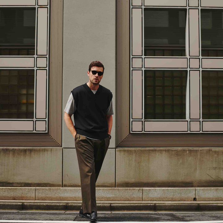 和紙コットンニットベスト「WILLY(ウィリー)」着用モデルカット