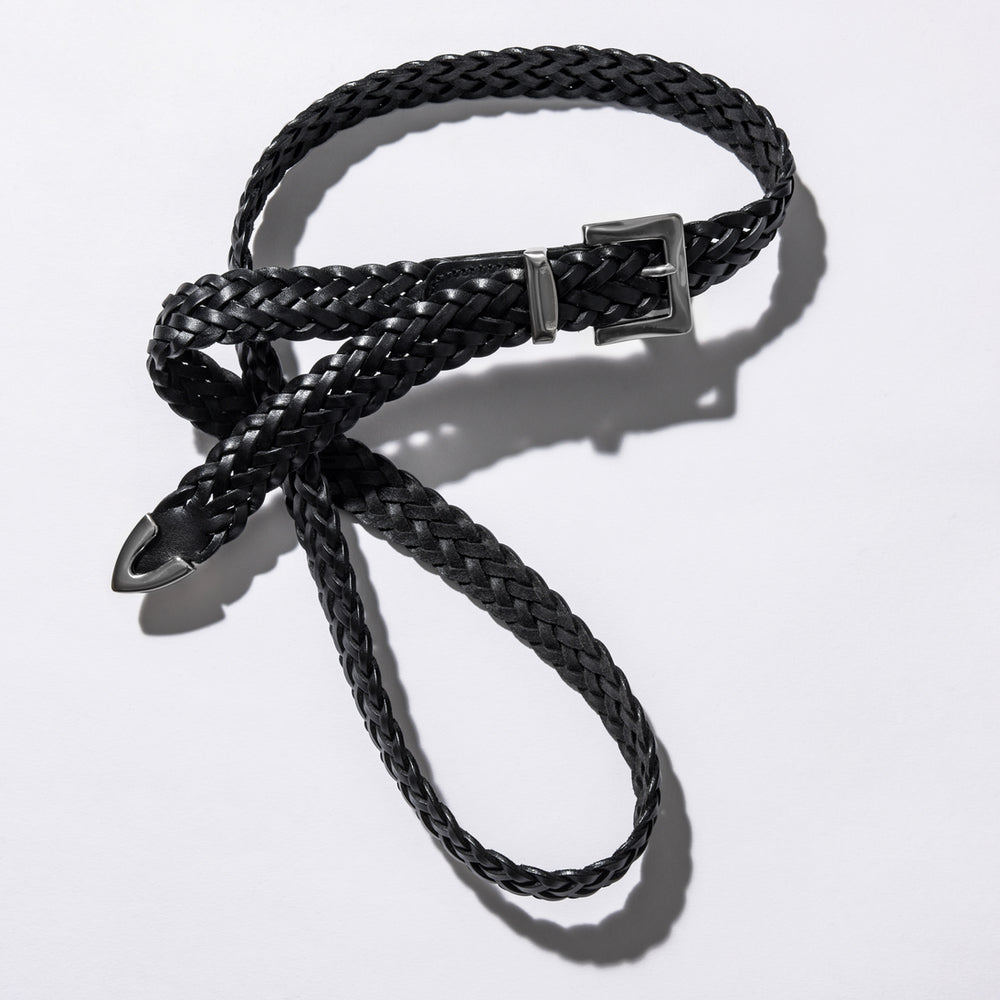 黒 編み込みレザーベルト メタルバックル BALMAIN  コラボ レザーメッシュベルト「TRENZADO(トレンザード)」 – GENTLEMAN PROJECTS